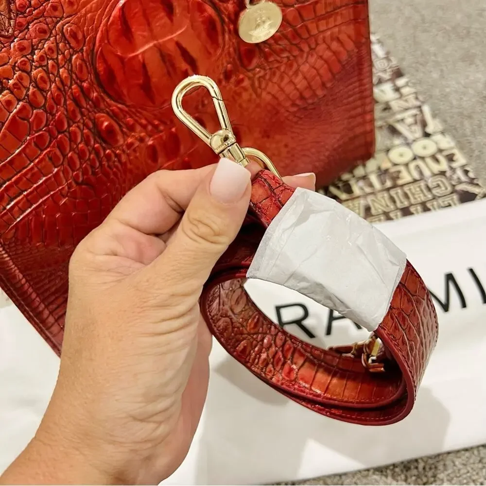 Brahmin Caroline Satchel Red Dragon Melbourne Leather Bag - Picture 10 of 11